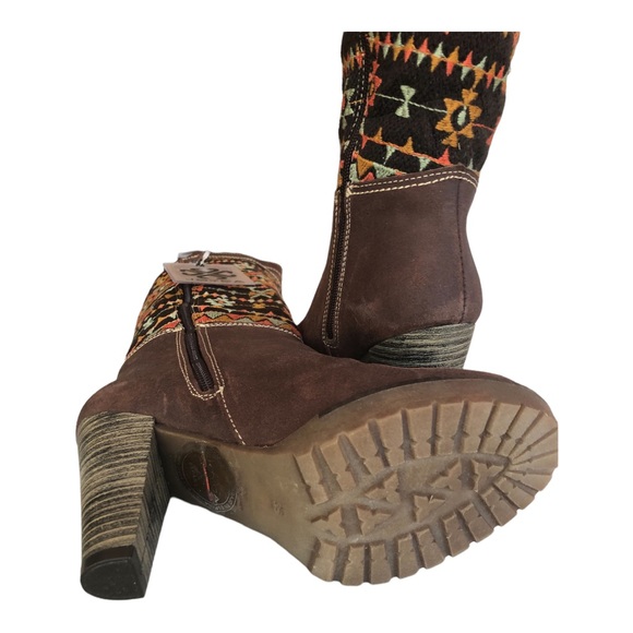 Stunning Joyca Boho Moroccan Pattern Leather Heeled Boots - Picture 5 of 7